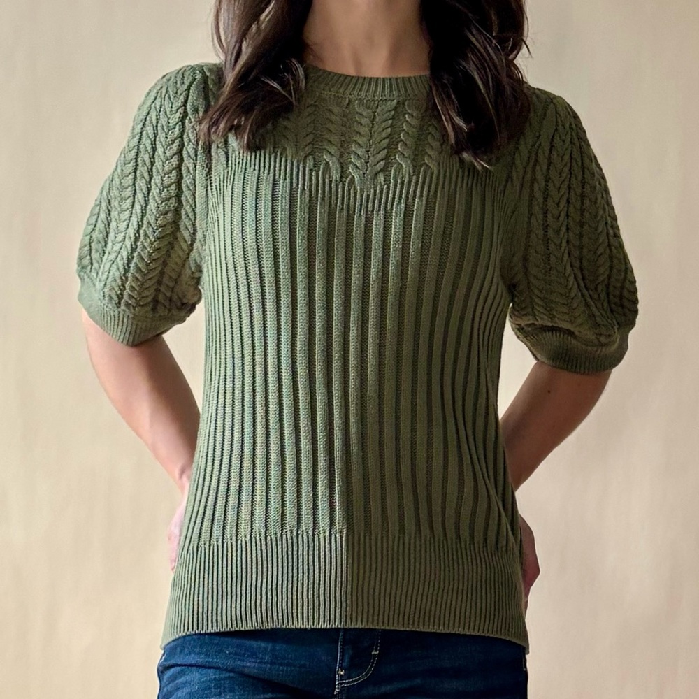 Le Lis Olive Green Cable Knit Sweater